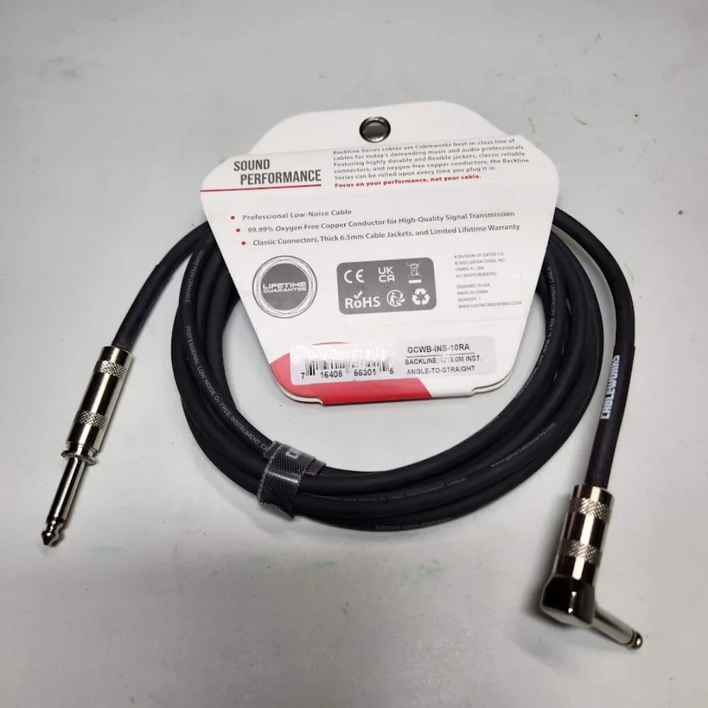 NEW 10' Electric Guitar Cable Cableworks By Gator Cases Backline Series Standard